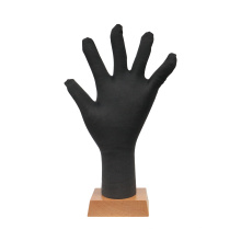 New Style Male Jewelry Display Flexible Hand Mannequin Soft Bendable Mannequin Hand Black PU Foam Display Mannequin Wooden Base